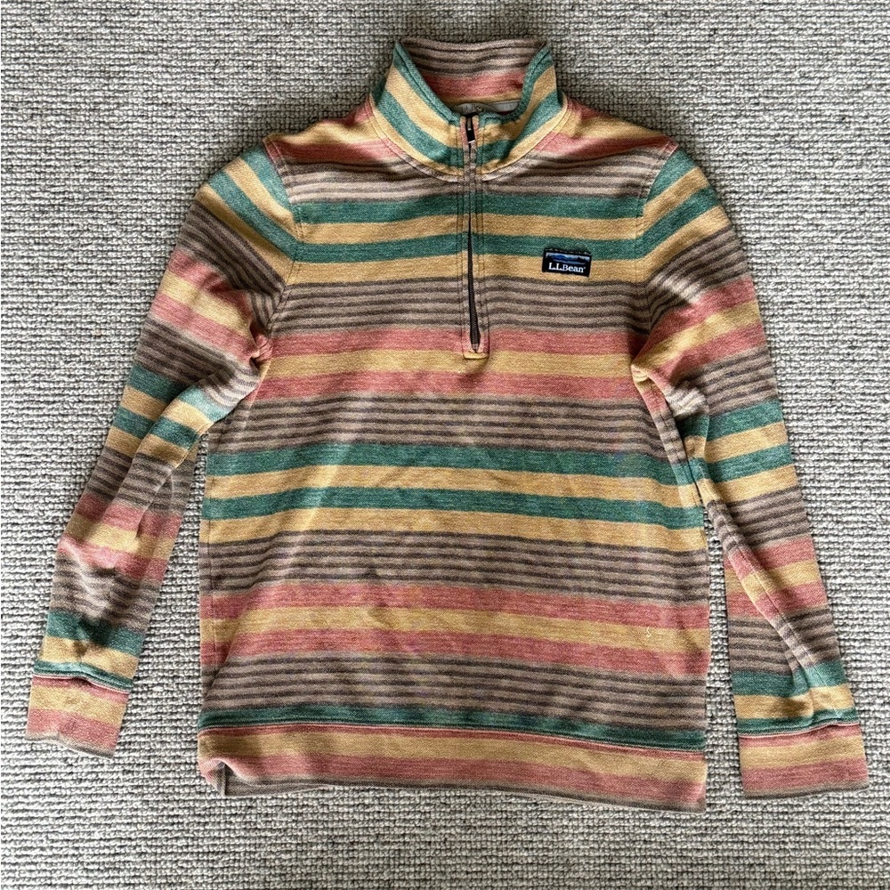 LL Bean Men's Quarter Zip Sweater Traditional Fit Comfort Stretch Pique Small